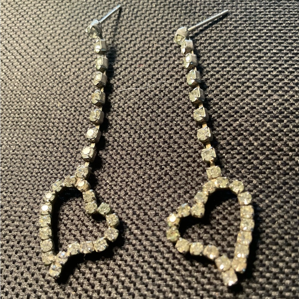 Bling Jewelry Silver Crystal Heart Earrings